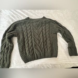 Cute green cable knit sweater!